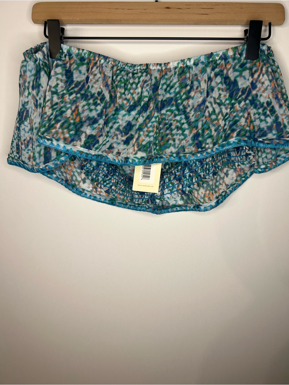 *NWT* Ramy Brook Women’s Turquoise Printed Meena Bandeau Cropped Top, Size Large - Picture 8 of 13
